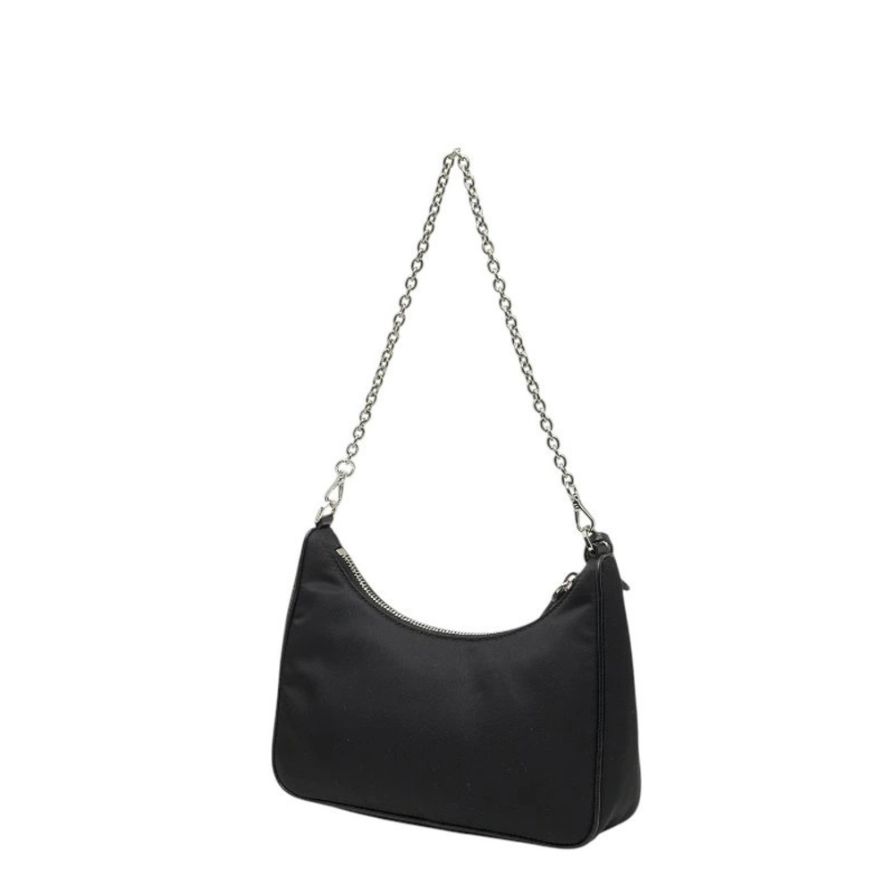 Prada Leather Shoulder Chain Re Bag Black Edition Re Handbag Saffiano Black